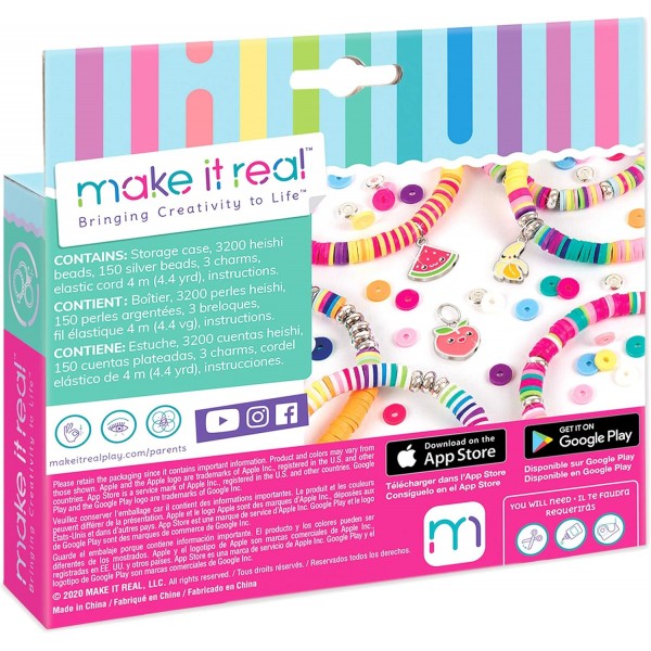 Make It Real Heishi 우정 목걸이와 팔찌 비즈 보관 케이스 포함 - 소녀를 위한 보석 세트 - 어린이를 위한 예술 및 공예