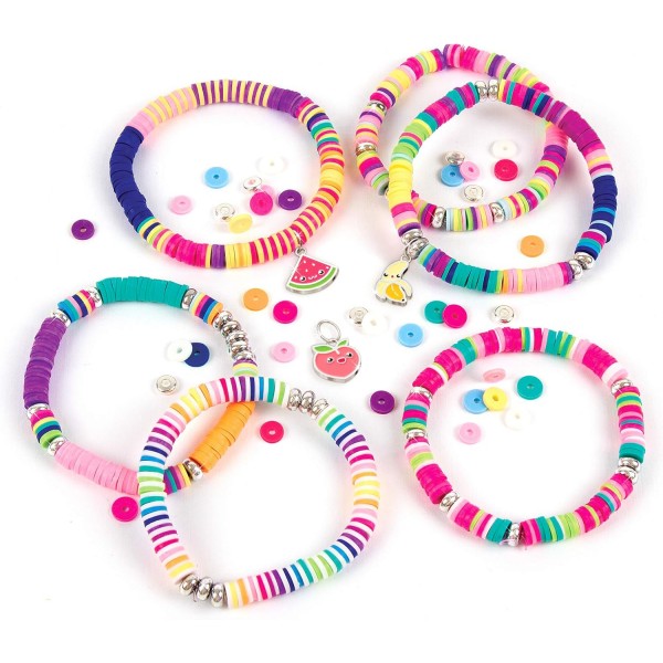 Make It Real Heishi 우정 목걸이와 팔찌 비즈 보관 케이스 포함 - 소녀를 위한 보석 세트 - 어린이를 위한 예술 및 공예