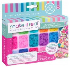 Make It Real Heishi 우정 목걸이와 팔찌 비즈 보관 케이스 포함 - 소녀를 위한 보석 세트 - 어린이를 위한 예술 및 공예