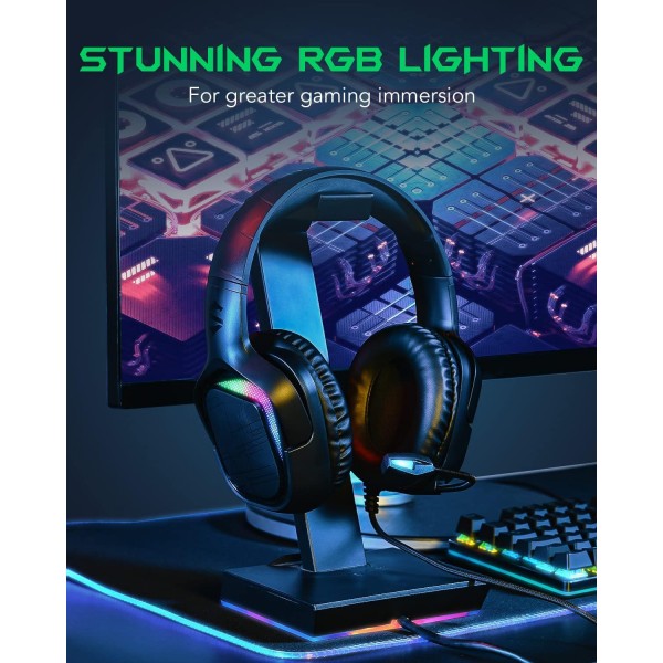 PC PS4 PS5 Xbox Nintendo 스위치용 Black Shark 게임용 헤드셋, RGB 조명이 있는 유선 헤드폰, 울트라 클리어 마이크, 게이머용 소음 차단 헤드폰 블랙