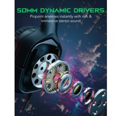 PC PS4 PS5 Xbox Nintendo 스위치용 Black Shark 게임용 헤드셋, RGB 조명이 있는 유선 헤드폰, 울트라 클리어 마이크, 게이머용 소음 차단 헤드폰 블랙