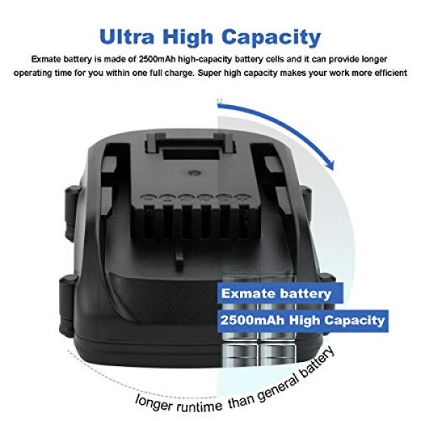 Worx WA3512 WA3511 WA3512.1 WA3523 WG151 WG151E WU287 WU381 WX163 무선 도구 배터리용 Exmate 18V 2.5Ah 리튬 이온 교체 배터리