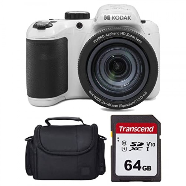 Kodak PIXPRO AZ405 디지털 카메라 + 64GB 메모리 카드 + 카메라 케이스(화이트)