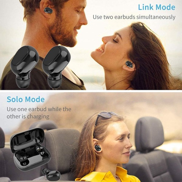 HOSPAOP Bluetooth 헤드폰 인이어 스포츠 무선 헤드셋, L21 Bluetooth 5.0 스테레오 소음 감소 무선 Bluetooth 이어폰, 충전 상자 및 iPhone, Samsung, Huawei용 통합 마이크 포함