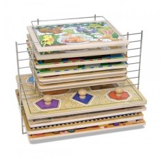 Melissa & Doug 소형 및 대형 퍼즐 12개용 디럭스 금속 와이어 퍼즐 보관함 - 퍼즐 랙 정리함, 어린이용 퍼즐 홀더 랙, 퍼즐 정리함 및 보관함