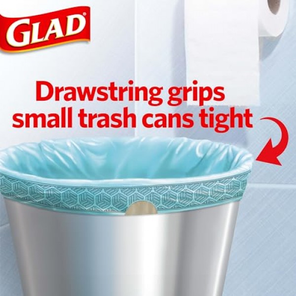 Glad OdorShield 소형 조임끈 쓰레기 봉투, 페브리즈 비치사이드 브리즈, 4갤런, 80Ct