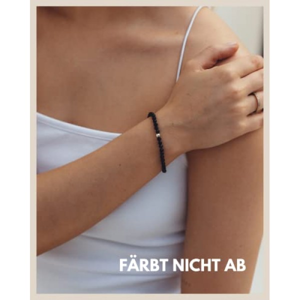 GD GOOD.designs EST. 2015 천연석과 925 실버 진주가 포함된 여성용 진주 팔찌, 면처리된 4mm 보석 비즈로 제작된 천연석 팔찌 - 선물 가방 포함