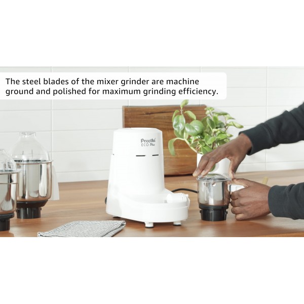 Preethi Eco Plus 믹서 그라인더 110볼트 미국/캐나다용, 흰색, 3병: 가정 및 주방