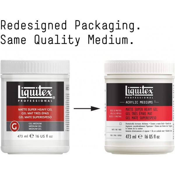 아크릴 페인트용 Liquitex 5816 프로페셔널 매트 엑스트라 헤비 젤 미디엄, 높은 포인트와 날카로운 붓 자국 및 칼자국을 잡을 수 있음 - 16온스 매트 매트 엑스트라 헤비 