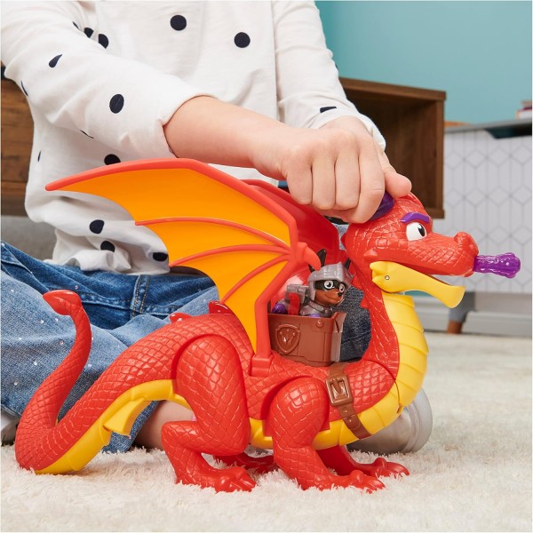 PAW PATROL, Rescue Knights Sparks the dragon action figure with play figure Claw, 장난감은 3세 이상 어린이에게 적합합니다.