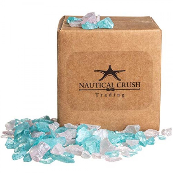 바다 유리 칩 | 컬러 바다 유리 칩 | 라이트 핑크와 아쿠아 | 공예품과 장식용 10온스 벌크 진주 바다 유리 조각 | 게다가 Joseph Rains의 무료 해상 전자책