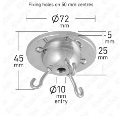 ElekTek 3 후크 천장 로즈 플레이트 라이트 피팅 유리 그늘 샹들리에 나사 골동품 황동