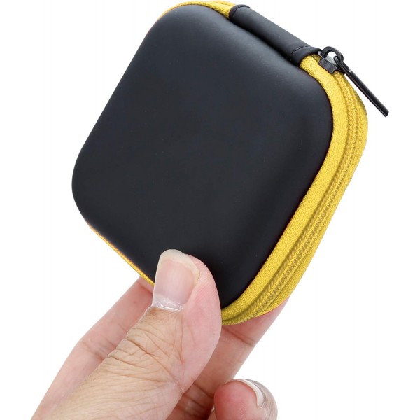 노란색 Cadorabo 헤드폰 보관함 - 메쉬 수납공간과 헤드셋, 인이어 헤드폰 등을 보관할 수 있는 지퍼가 있는 치수 안정성이 뛰어난 사각형의 견고한 가방 - 케이스 커버 