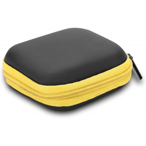 노란색 Cadorabo 헤드폰 보관함 - 메쉬 수납공간과 헤드셋, 인이어 헤드폰 등을 보관할 수 있는 지퍼가 있는 치수 안정성이 뛰어난 사각형의 견고한 가방 - 케이스 커버 