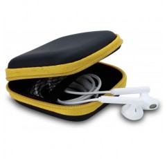 노란색 Cadorabo 헤드폰 보관함 - 메쉬 수납공간과 헤드셋, 인이어 헤드폰 등을 보관할 수 있는 지퍼가 있는 치수 안정성이 뛰어난 사각형의 견고한 가방 - 케이스 커버 