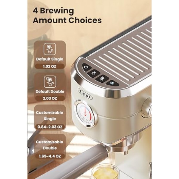 Gevi 에스프레소 머신 20바, 우유 거품기 스팀 완드가 포함된 전문 ​​에스프레소 메이커, 카푸치노, 라떼, 상업용 에스프레소 머신 및 커피 메이커용 소형 에스프레소