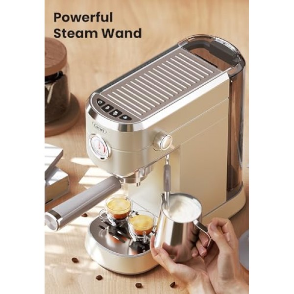 Gevi 에스프레소 머신 20바, 우유 거품기 스팀 완드가 포함된 전문 ​​에스프레소 메이커, 카푸치노, 라떼, 상업용 에스프레소 머신 및 커피 메이커용 소형 에스프레소