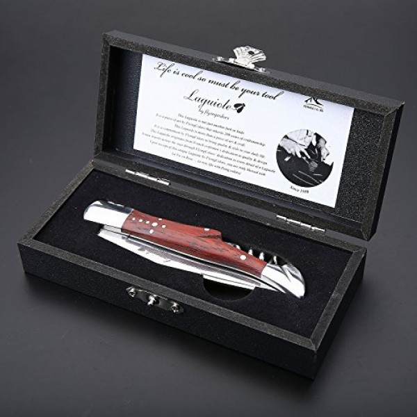 LAGUIOLE BY FLYINGCOLORS 접이식 포켓 나이프. 스테인레스 스틸, 코르크 마개 뽑이 내장. (목재)