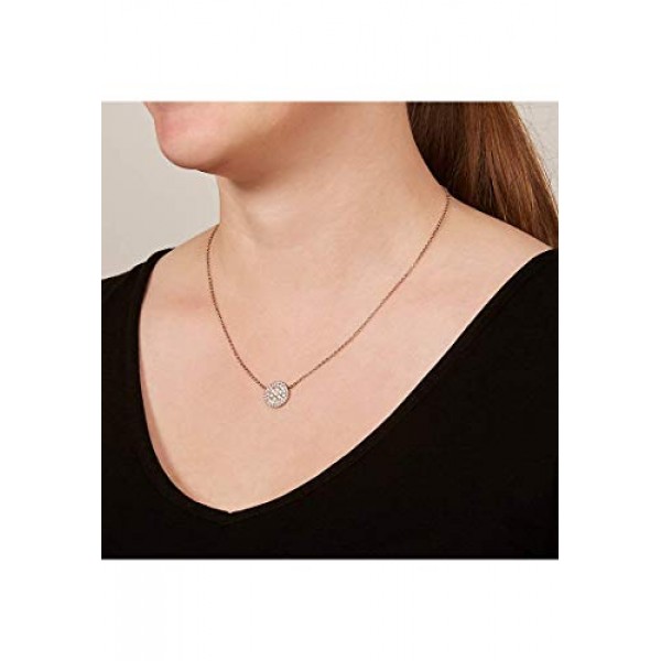 Fossil 여성용 스테인리스 스틸 목걸이, 글리터 디스크 포함