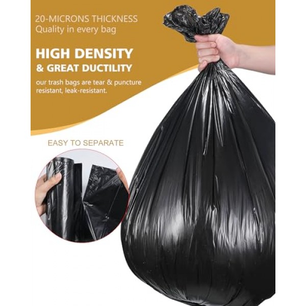 AYOTEE 23갤런 쓰레기 봉투(지퍼 타이 포함), 20-25갤런 쓰레기 봉투(50개 개수 대량) 대형 검은색 쓰레기 봉투 20갤런 쓰레기 봉투, 상업용, 가정용, 잔디용 초대형 쓰레기 
