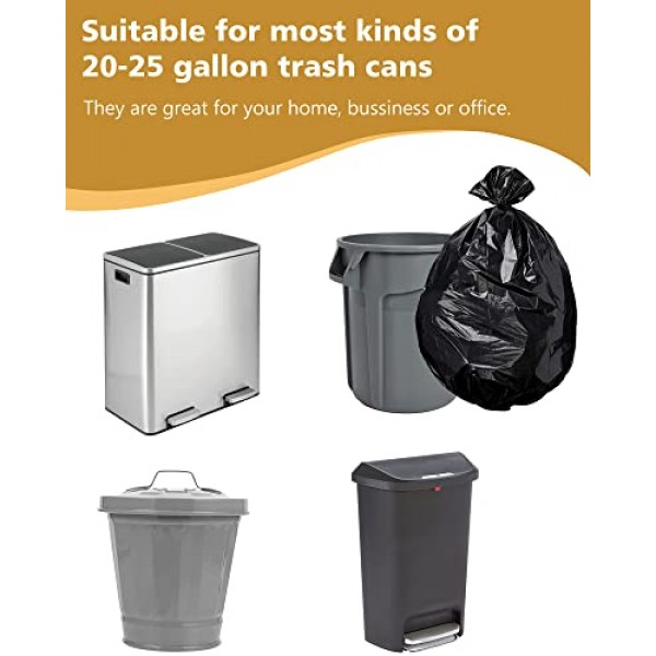 AYOTEE 23갤런 쓰레기 봉투(지퍼 타이 포함), 20-25갤런 쓰레기 봉투(50개 개수 대량) 대형 검은색 쓰레기 봉투 20갤런 쓰레기 봉투, 상업용, 가정용, 잔디용 초대형 쓰레기 