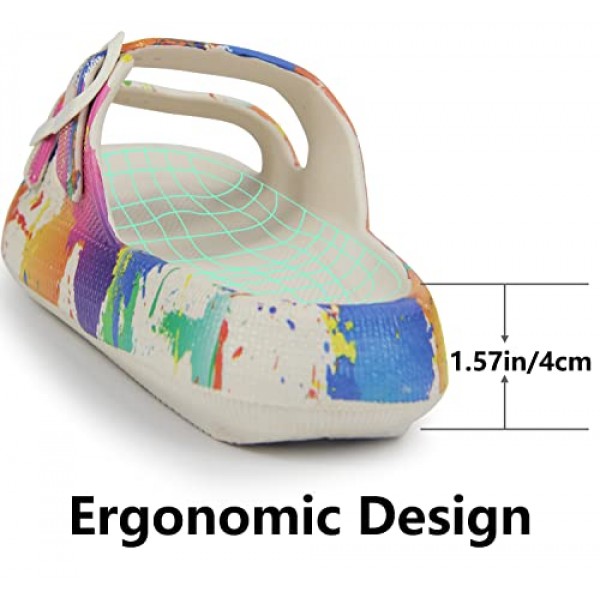 여성 및 남성용 Weweya 샌들 - 베개 슬리퍼 - 더블 버클 조절 가능 슬라이드 - EVA 플랫 샌들