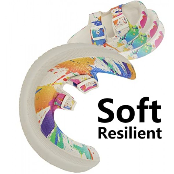 여성 및 남성용 Weweya 샌들 - 베개 슬리퍼 - 더블 버클 조절 가능 슬라이드 - EVA 플랫 샌들