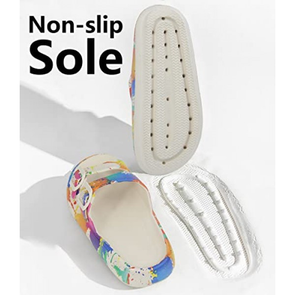 여성 및 남성용 Weweya 샌들 - 베개 슬리퍼 - 더블 버클 조절 가능 슬라이드 - EVA 플랫 샌들