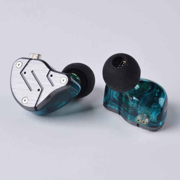 Yinyoo KZ ZSN 듀얼 드라이버 헤드폰 KZ 헤드폰 1BA + 1DD 이어폰 HiFi 스포츠 헤드셋(마이크 포함 분리형 2핀 케이블 포함) ZSN Cyan