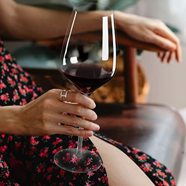 ACHEER 20온스 크리스탈 보르도 레드 와인 잔 6개 세트, 손으로 불어 만든 이탈리아 스타일, 긴 줄기, 무연, 대형 - 선물 상자 - 어떤 경우에도 완벽한 선물, 남성, 여성을 