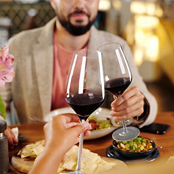 ACHEER 20온스 크리스탈 보르도 레드 와인 잔 6개 세트, 손으로 불어 만든 이탈리아 스타일, 긴 줄기, 무연, 대형 - 선물 상자 - 어떤 경우에도 완벽한 선물, 남성, 여성을 