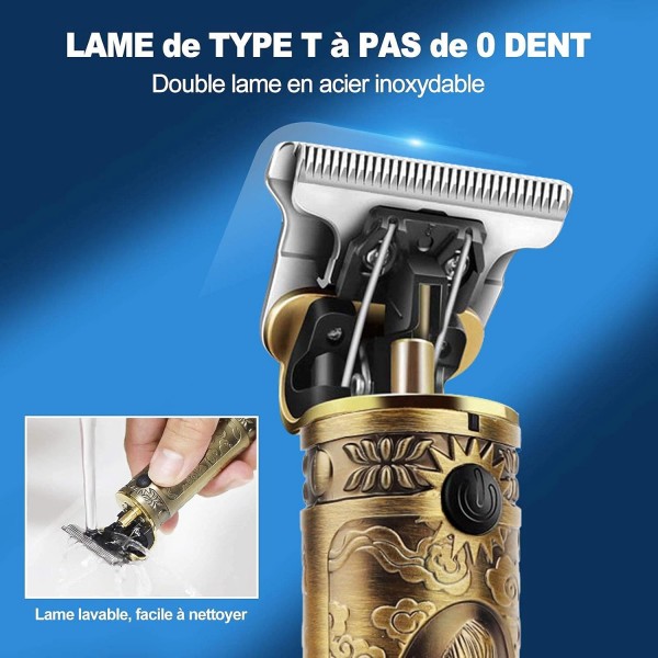 남성용 이발기 전문 수염 트리머, 남성용 헤어 트리머 전기 수염 트리머, 충전식, LED 디스플레이, 프리시젼 헤어 트리머, T-Outliner 미용사용 무선 장발 트리머