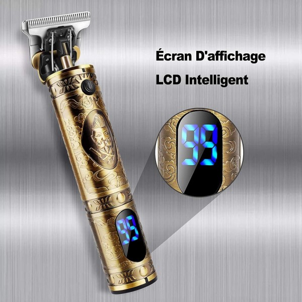 남성용 이발기 전문 수염 트리머, 남성용 헤어 트리머 전기 수염 트리머, 충전식, LED 디스플레이, 프리시젼 헤어 트리머, T-Outliner 미용사용 무선 장발 트리머