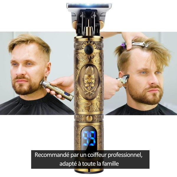 남성용 이발기 전문 수염 트리머, 남성용 헤어 트리머 전기 수염 트리머, 충전식, LED 디스플레이, 프리시젼 헤어 트리머, T-Outliner 미용사용 무선 장발 트리머