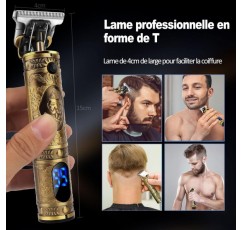 남성용 이발기 전문 수염 트리머, 남성용 헤어 트리머 전기 수염 트리머, 충전식, LED 디스플레이, 프리시젼 헤어 트리머, T-Outliner 미용사용 무선 장발 트리머