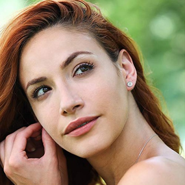J.Endéar 여성용 및 여아용 925 실버 및 큐빅 지르코니아 조디악 스터드 귀걸이, 8 x 8mm 라운드 귀걸이, 주얼리 선물