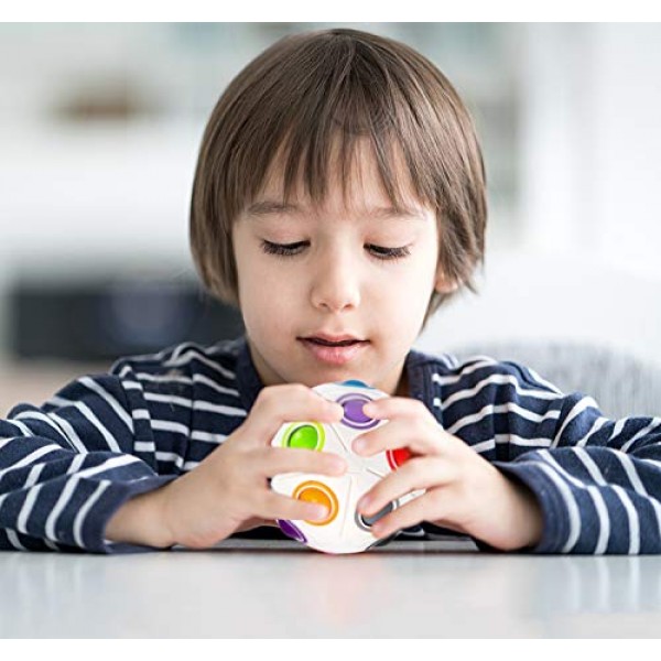 Vdealen 매직 레인보우 퍼즐 볼, 20 홀 스피드 큐브 볼 퍼즐 게임 재미있는 스트레스 릴리버 매직 볼 두뇌 티저 어린이를위한 Fidget Ball 청소년 및 성인