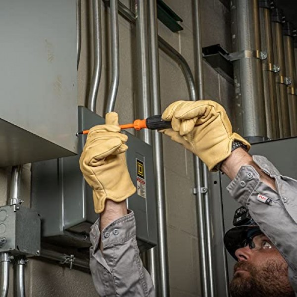 Klein Tools 6886INS 절연 드라이버, 1000V #1 6인치 생크, 팁 식별자, 쿠션 그립 핸들이 있는 사각 팁 드라이버