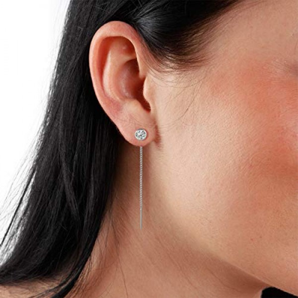 SilberDream SDO5964W 여성용 귀걸이 4 mm 925 실버 지르코니아 화이트, 스털링 실버 큐빅 지르코니아, 큐빅 지르코니아
