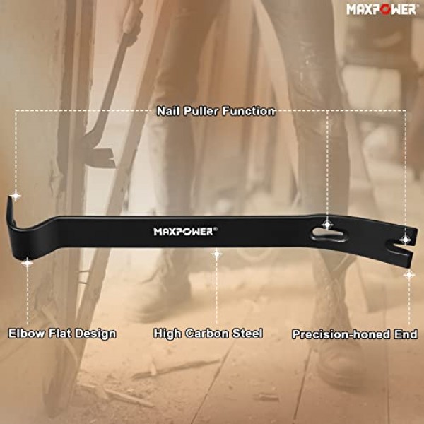 MAXPOWER 20온스 클로 해머 및 15인치 플랫 프라이 바 세트