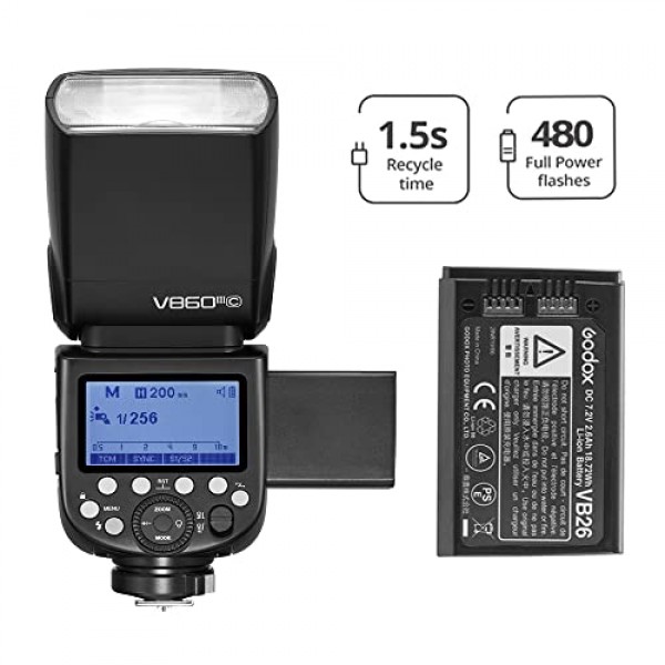 Godox V860III-C 플래시 및 Godox Xpro-C 트리거 세트는 Canon 카메라 2.4G 무선 HSS 1/8000 GN60 1.5s 재활용 480 최대 전원 플래시(Godox V860III-C + Xpro-C)와 호환됩니다.