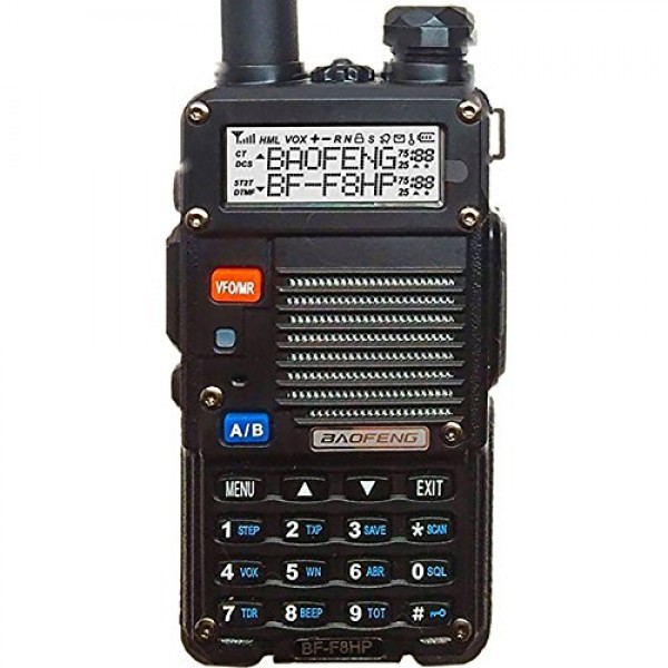 BAOFENG BF-F8HP(UV-5R 3세대) 8와트 듀얼 밴드 양방향 무전기(136-174MHz VHF 및 400-520MHz UHF) 대형 배터리가 포함된 전체 키트 포함