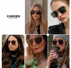 Kimorn 여성용 편광 선글라스 남성용 레트로 오버 사이즈 스퀘어 빈티지 패션 UV400 클래식 대형 금속 선글라스 K1221