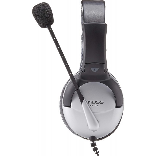 Koss Universal SB45 오버이어 게이밍 헤드셋 마이크 포함 헤드폰 - 실버
