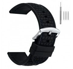 BERNY 실리콘 시계 밴드 부드러운 고무 방수 교체용 시계 스트랩, 스테인레스 스틸 버클 Asroted 색상 - 22mm, 24mm 남성용 및 여성용(회색, 파란색, 녹색, 금색)