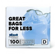Plasticplace 맞춤형 쓰레기 봉투, 심플휴먼 코드 D와 호환(100개) 착색된 파란색 조임끈 쓰레기 라이너 5.3갤런/20리터, 15.75