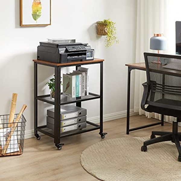 IBUYKE TMJ011H 서빙 트롤리, 주방 선반, 60 x 40 x 81 cm, 트롤리, 4개의 바퀴가 달린 주방 선반, 강철 프레임, 선반 3개, 주방 및 거실용, 산업 디자인