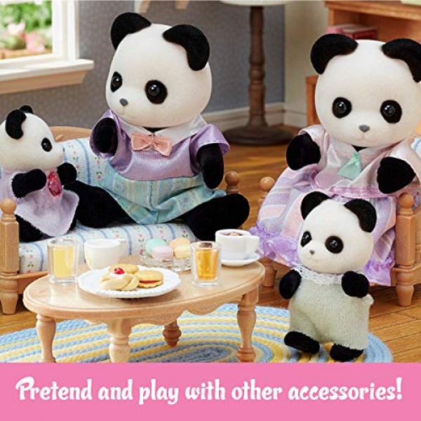 Calico Critters Pookie Panda 가족, 인형, 인형의 집 피규어, 피규어 4개가 포함된 수집용 장난감
