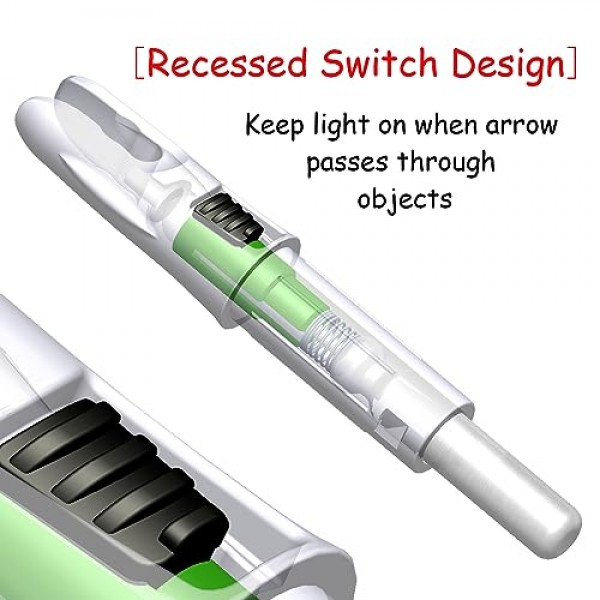 .246/ .244/ .233/ .204/ .165 ON/OFF 스위치가 있는 내경 볼트용 CosiComu 조명 노크 라이트 업 노크 사냥용 활 화살 노크 6팩