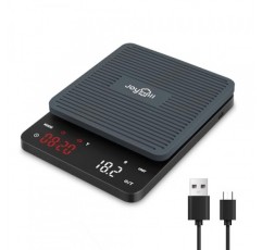 타이머가 포함된 Joyhill 커피 스케일, 3kg/0.1g 고정밀 푸어 오버 드립 에스프레소 스케일, LED 디스플레이가 있는 충전식 디지털 커피 스케일, Type-C 충전 케이블을 사용한